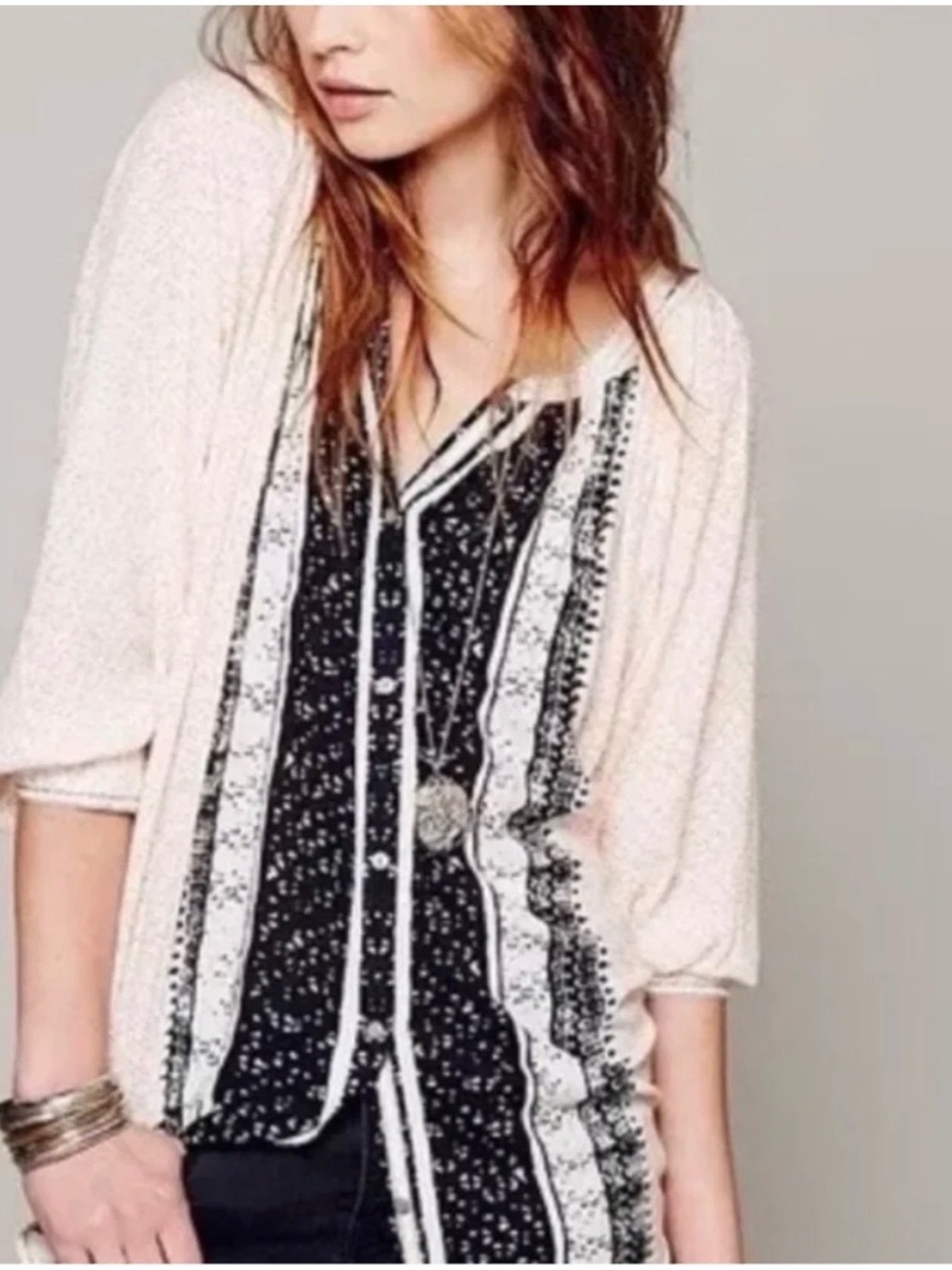 Free People Days of Romance Prairie Peasant Boho Festival Blouse Top Shirt M